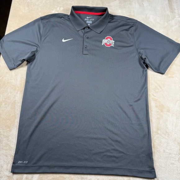 Nike Dri-FIT Ohio State Buckeyes Polo Shirt Gray Mens Large NCAA Golf - Picture 1 of 8